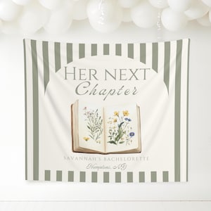 next chapter backdrop, A New Chapter Begins bach, Bookish Bridal Shower Fabric Banner, Book Lover Bachelorette Party, Bookish Bach Decor