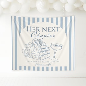 next chapter backdrop, A New Chapter Begins bach, Bookish Bridal Shower Fabric Banner, Book Lover Bachelorette Party, Bookish Bach Decor