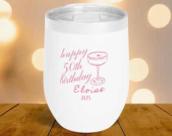 Taça de vinho personalizada para aniversário de 50 anos, taças de vinho personalizadas para fim de semana entre amigas, taça de vinho para aniversário de 60 anos (para quem completa 40 anos), taça para viagem entre amigas.