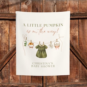 A little pumpkin is on the way banner, Pumpkin rustic Baby Shower welcome sign, fall baby shower gender reveal, autumn baby shower backdrop