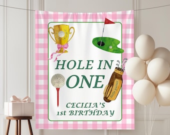 Mastered First Year Birthday Banner, Mastered One Birthday Backdrop, Hole In One Decoration, Golf Tournament 1st Birthday Party Welcome Sign