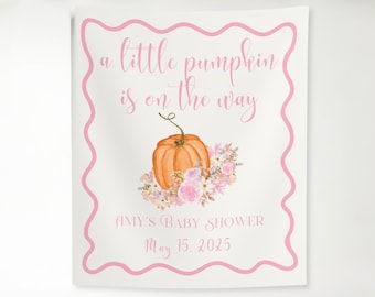 A little pumpkin is on the way banner, Pumpkin rustic Baby Shower welcome sign, fall baby shower gender reveal, autumn baby shower backdrop