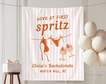 Love at First Spritz Bachelorette Tapestry: Summertime Spritz Bridal Shower Decor