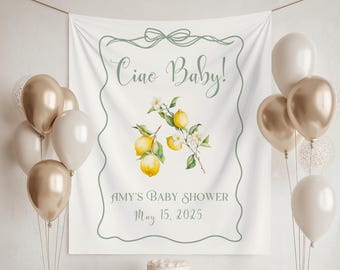Decoración de baby shower Ciao con limón, pancarta de baby shower Ciao, decoración de baby shower con limón, letrero de "mamas main squeeze", baby shower "can't wait to squeeze you"