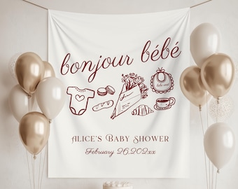 Parisian Baby Shower Banner: bonjour bebe french cafe theme Le Petit Bebe