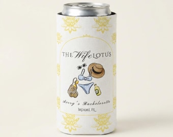 Frau Lotus Bachelorette Cozies, Frau Lotus Bachelorette Dosenkühler, Küsten Junggesellinnenabschied Gefälligkeiten, Ziel Junggesellinnenabschied Gefälligkeiten