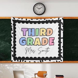 Custom Composition Notebook Welcome To Classroom Tapestries, Class Banner, Groovy Classroom Decor, Back To School, First Day of School
