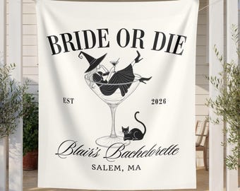 Witchy Bachelorette Tapestry: Custom Halloween Bach Party Decor