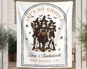 Decoración para despedida de soltera de bruja de Halloween, telón de fondo para fiesta nupcial de bruja, tapiz vintage de bruja, cóctel, club de despedida de soltera, espeluznante