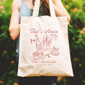 Hand Drawn Italy Doodle Tote Bag - Italy Bachelorette - Destination Wedding Welcome Tote - Italian Wedding - Thats Amore Bridal Shower Tote