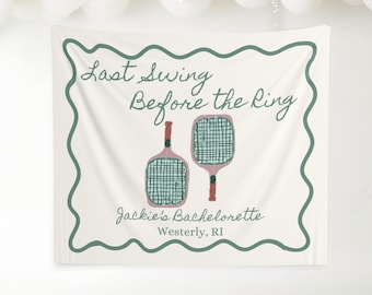 Banner de despedida de soltera de pickleball, decoración de fiesta &quot;Último golpe antes del ring&quot;, despedida de soltera de pickleball, letrero personalizado para fiesta de despedida de soltera de pickleball