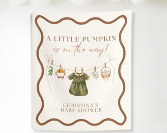 A little pumpkin is on the way banner, Pumpkin rustic Baby Shower welcome sign, fall baby shower gender reveal, autumn baby shower backdrop