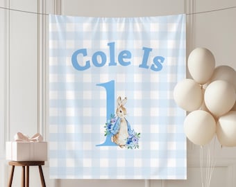 Some Bunny is One Backdrop,Custom Bunny First Birthday Decor, Bunny is 1 Birthday Decor,peter rabbit 1st Birthday Banner,Spring bday Decor