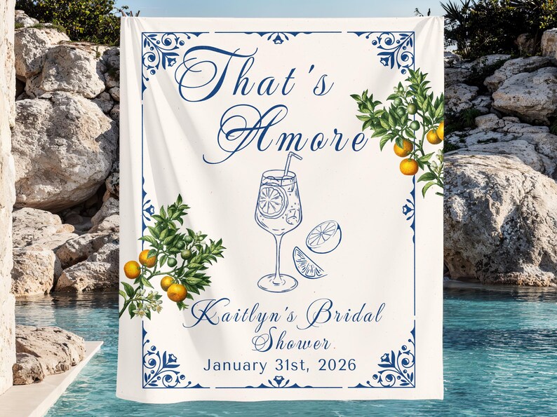 thats amore bridal shower lemon banner, Italian Wedding Decor, italian themed Bridal Shower Decor, Engagement party Amore Backdrop image 4