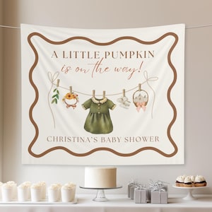 A little pumpkin is on the way banner, Pumpkin rustic Baby Shower welcome sign, fall baby shower gender reveal, autumn baby shower backdrop