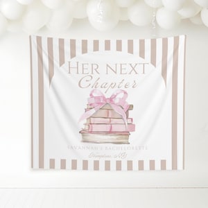 next chapter backdrop, A New Chapter Begins bach, Bookish Bridal Shower Fabric Banner, Book Lover Bachelorette Party, Bookish Bach Decor