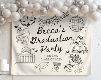 Jura Graduierung Hintergrund, benutzerdefinierte Jura School Party Dekor, graduierten Banner, Feier Zeichen, Jura Abschluss Thema, Schulabschluß Partydekorationen