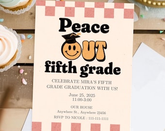 Groovy 5th Grade Graduation Party Invitation: Editable Template (Digital Download)