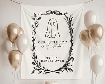 A Little Boo is fast Due Girlande: Halloween-Babyparty-Dekoration