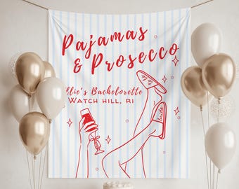 pajamas and prosecco wellness bachelorette party decor Pj's and Prosecco sign girls gone mild bach banner chill pajamas bachelorette weekend