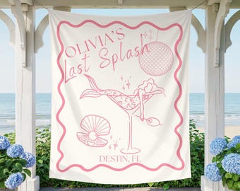 Last Splash Bachelorette Party Banner Mermaid Bachelorette sign fabric sign Coastal bachelorette Party Decor beach bachelorette custom