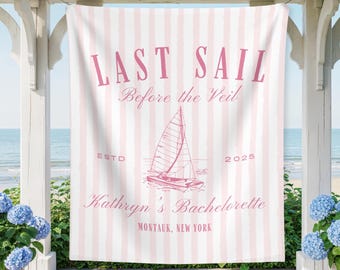Last Sail Before Veil Banner: Coastal Bridal Shower Backdrop