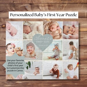 Personalized babys first year puzzle | Custom Photo Puzzle| Photo Collage| 1st birthday | Personalized Puzzle| Custom Jigsaw Puzzle With Box