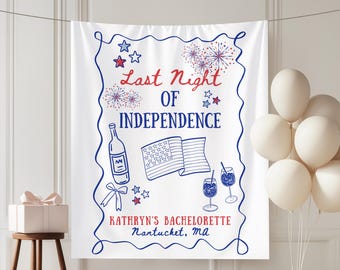 Last Night of Independence Bachelorette, 4 juli Bachelorette Decor, Star Spangled Bach Banner, Fourth of July Bachelorette bannerstof