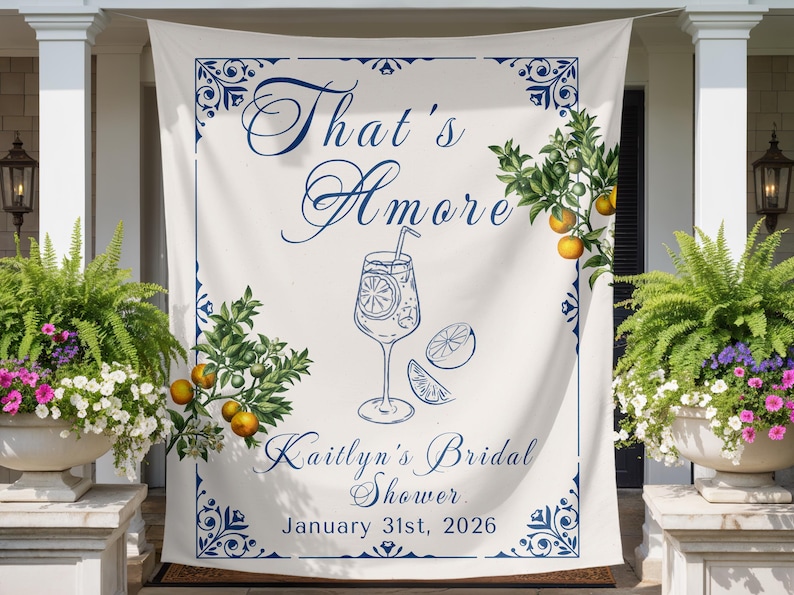thats amore bridal shower lemon banner, Italian Wedding Decor, italian themed Bridal Shower Decor, Engagement party Amore Backdrop image 3