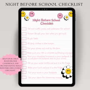 Get Ready For School Checklist | Ready For School Routine Chart | Child Chore Chart | School Day Checklist | Instant Digital Download