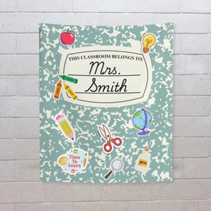 Custom Composition Notebook pastel Welcome To Classroom Tapestry, Class Banner, Groovy Classroom Decor, Back To School, First Day of School
