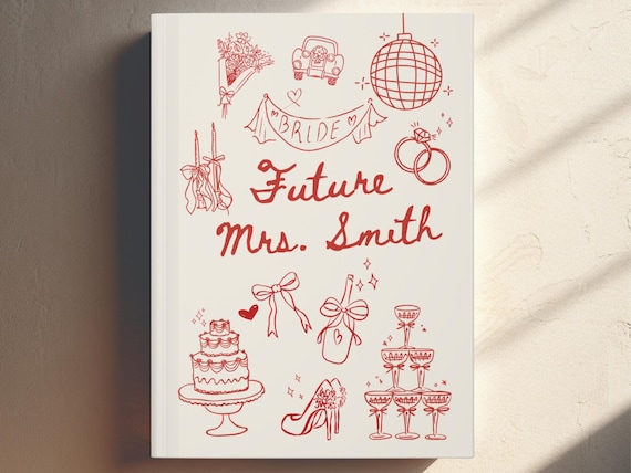 Personalized Wedding Planning Journal Matte Hardcover Engagement Gift for Her Custom Name Bride to Be Bridal Shower Gift Future Mrs planner