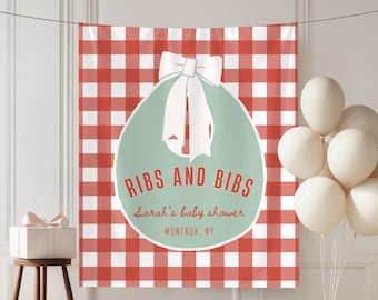 Baby Q Shower Backdrop: Ribs & Bibs BBQ Theme