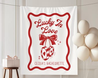 Lucky in Love Bachelorette Backdrop: Vegas Casino Party Decor
