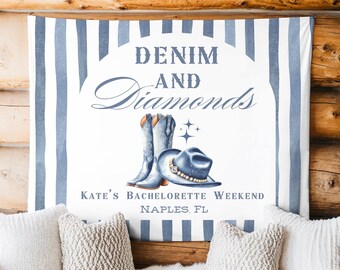 Denim and Diamonds Bachelorette Backdrop: Western Party Decor