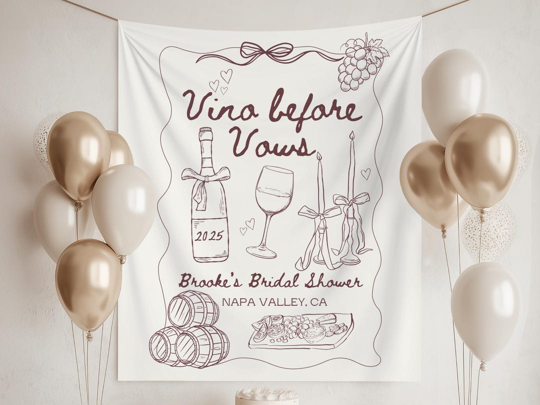Vino Before Vows Bachelorette Tapestry: Wine Themed Bridal Shower Decor ...