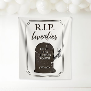 Death To My Twenties Tapestry Custom 30th Birthday Party Banner Decor RIP To My 20s Thirty Birthday Welcome Sign 30 Bday Photo Backdrop