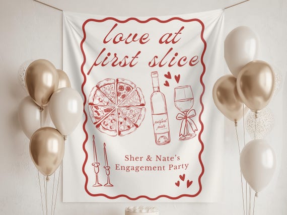 Pizza & Wine Rehearsal Dinner Welcome Sign: Love at First Slice - Etsy