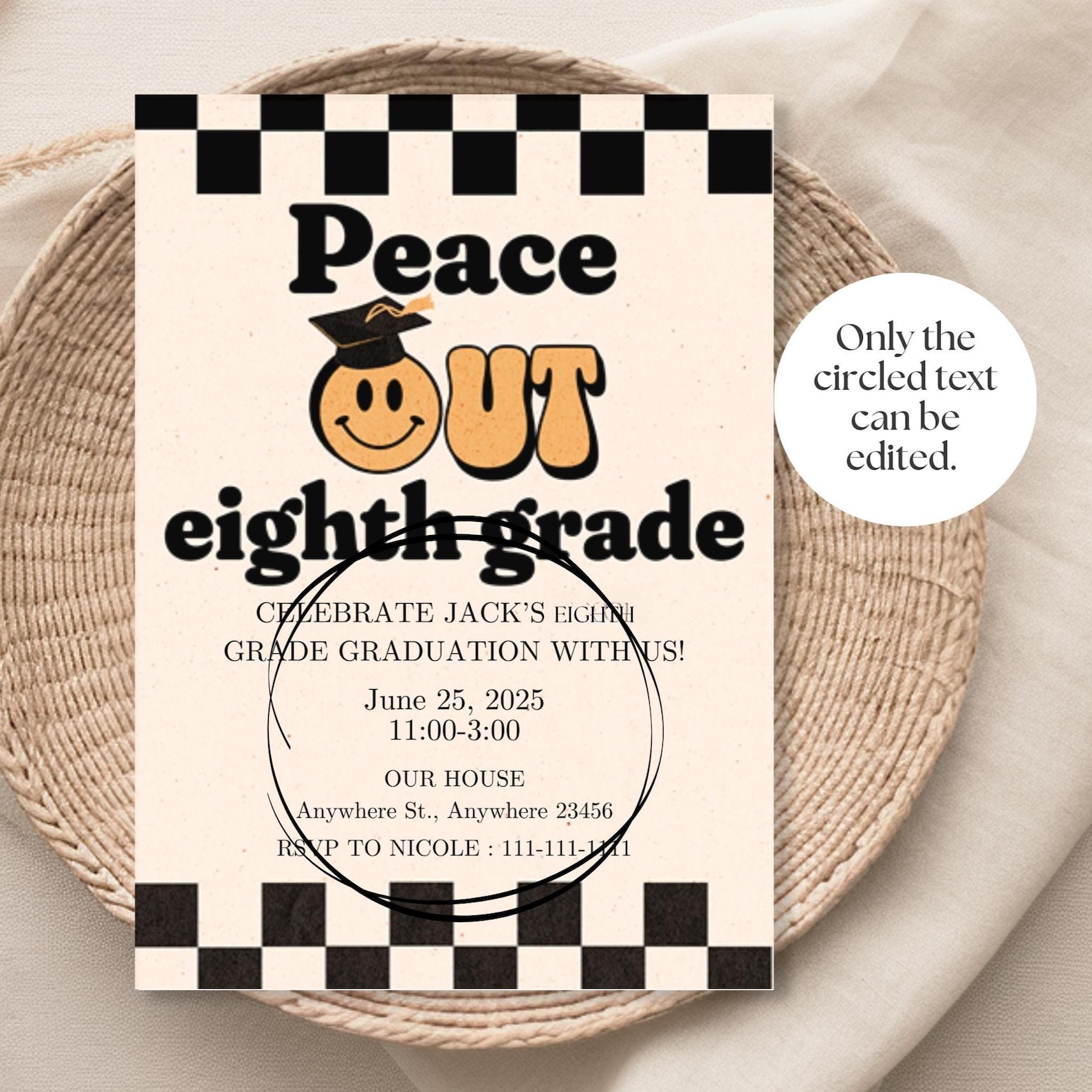 8th Grade Graduation Invite,editable Digital Download,fun Eighth Grade ...