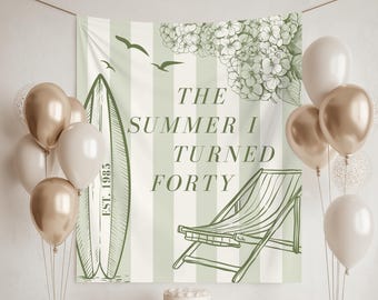 Coastal 40th Birthday Backdrop: Beach Theme Party Decor