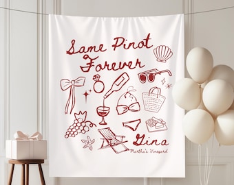 Banner de despedida de soltera "Mismo Pinot para siempre", telón de fondo de despedida de soltera en bodega, decoraciones de despedida de soltera en bodega, decoración de despedida de soltera en viñedo