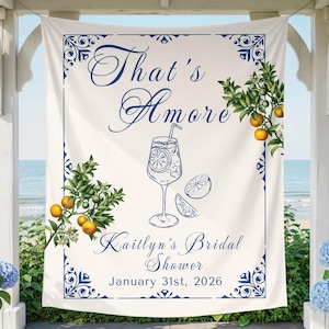 thats amore bridal shower lemon banner, Italian Wedding Decor, italian themed Bridal Shower Decor, Engagement party Amore Backdrop image 2