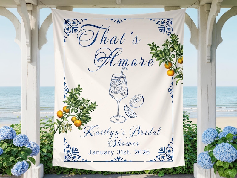 thats amore bridal shower lemon banner, Italian Wedding Decor, italian themed Bridal Shower Decor, Engagement party Amore Backdrop image 2