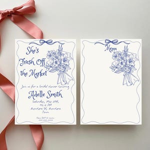 shes fresh off the market bridal shower invitation set Editable Farmers Market Invite She&#39;s Off The Market Bundle blank recipe card and sign