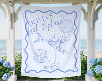 Decoración de despedida de soltera de sirena: pancarta de despedida de soltera en la playa, decoración de fiesta costera Last Splash