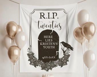 Death To My Twenties Tapestry Custom 30th Birthday Party Banner Decor RIP To My 20s Thirty Birthday Welcome Sign 30 Bday Photo Backdrop