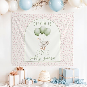 One Silly Goose Birthday Personalized Banner 1st Birthday Silly Goose Party Decor Photo Backdrop Goose Custom Banner First Birthday Ideas