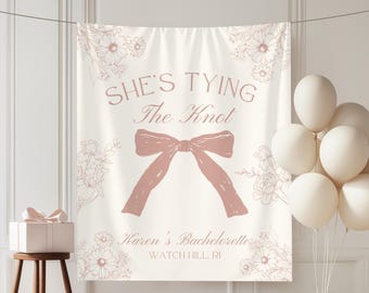 Fondo para la boda: Pancarta para despedida de soltera con lazo coqueto