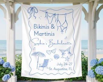 Bikinis and Martinis Bachelorette, Bikinis and Martinis Banner, Custom Bachelorette Photo Backdrop, Martinis and Bikinis Bachelorette Sign