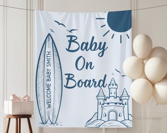 Baby on Board Banner, Baby on Board Baby Shower Decor, Surf Baby Shower Decorations, Beach Baby Shower Welcome Sign, Custom Baby Shower Sign